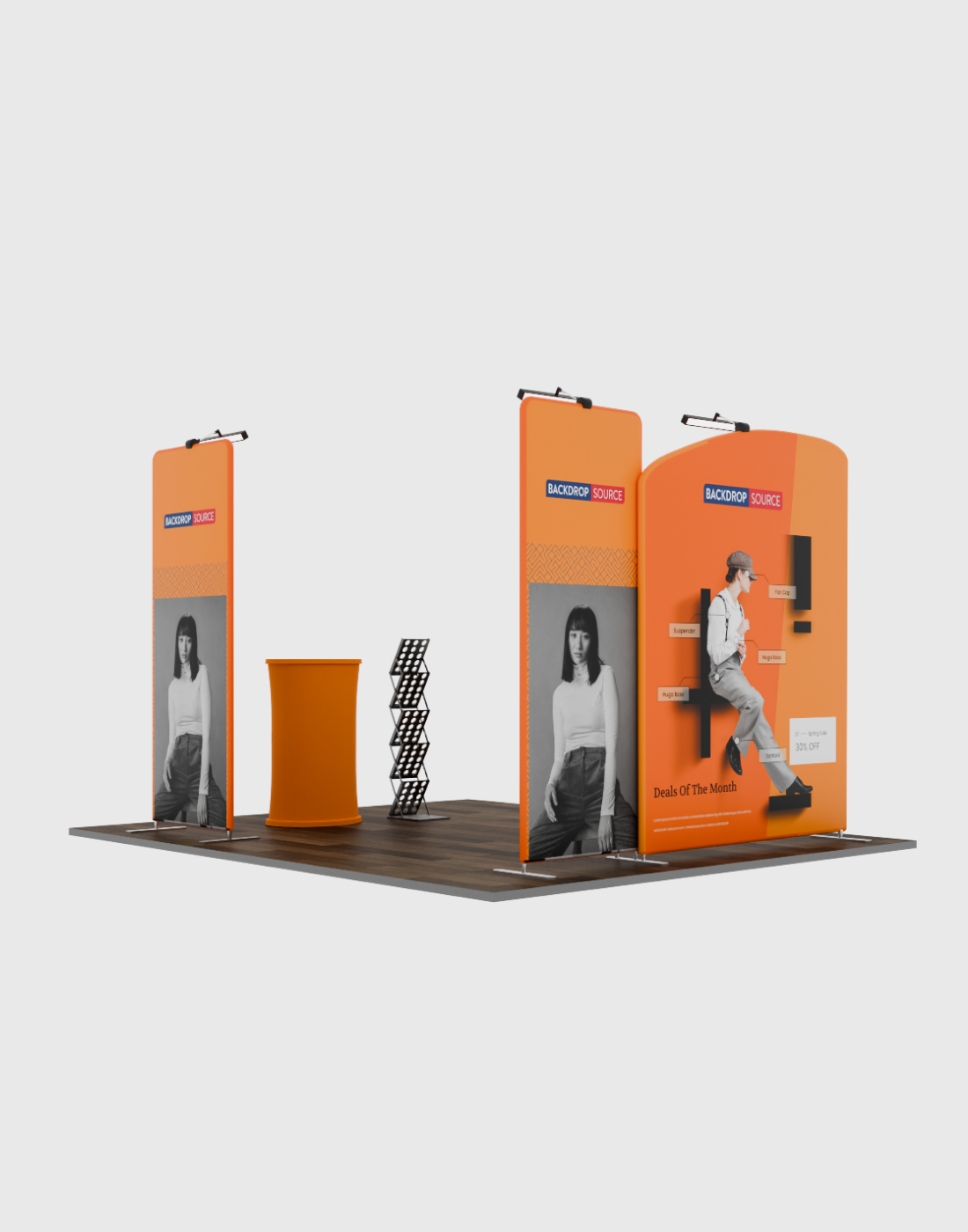 Kit de exhibición de pantalla de TV premium para cabinas de 3m de ancho
