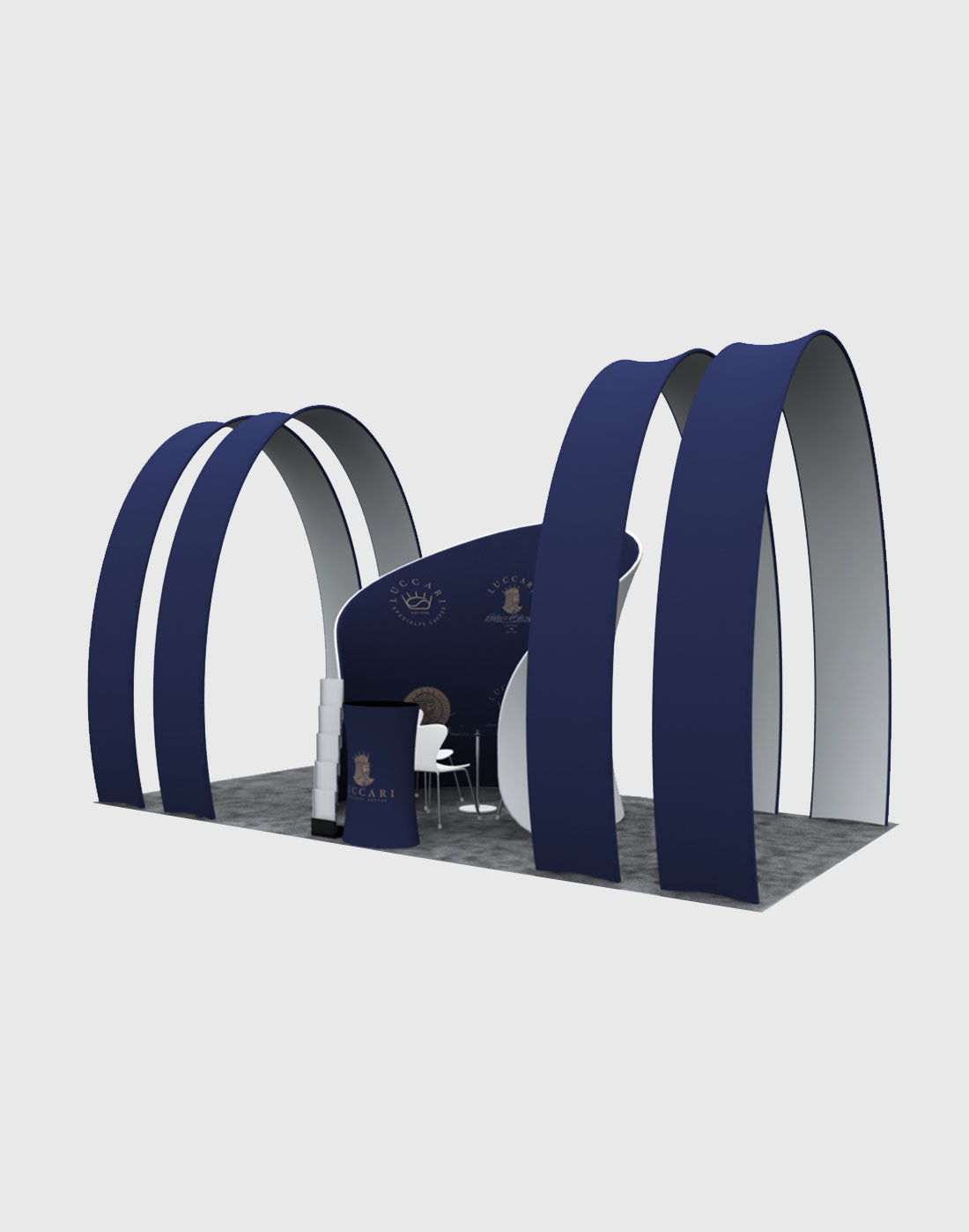 Cápsula para reuniones de 6m con kit de exhibición de arco  redondo