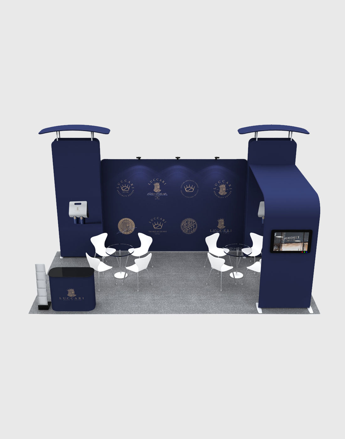 Telón de fondo recto de 6m con kit de exhibición de arco y pared 3D