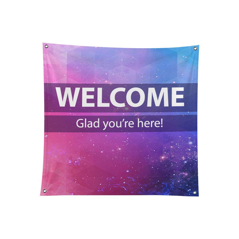 Banner de poliéster con diseño de bienvenida a la iglesia