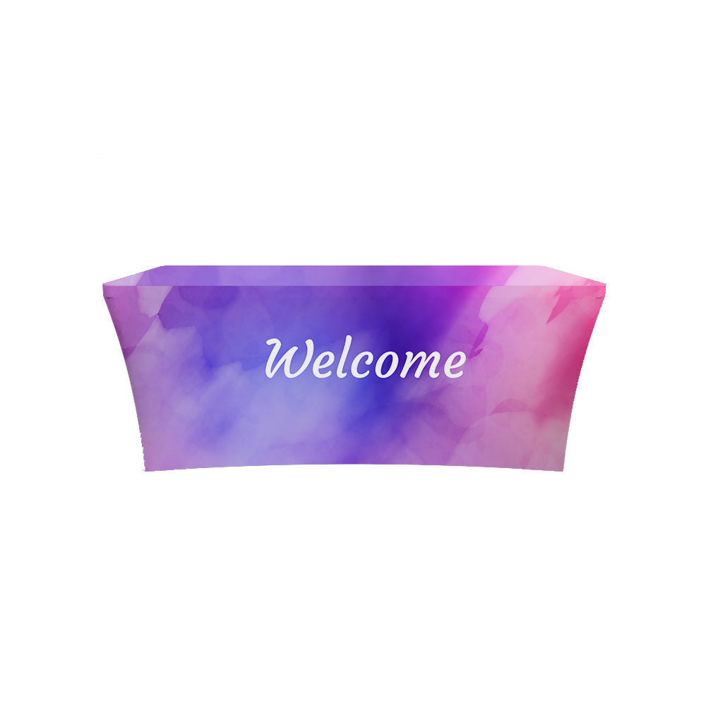 Cubierta de mantel de tela estirada con diseño de bienvenida a la iglesia