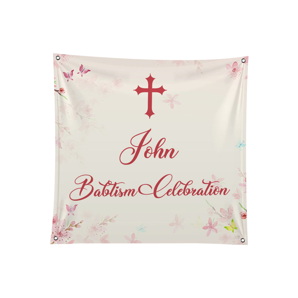 Bandera de poliéster de celebración de bautismo
