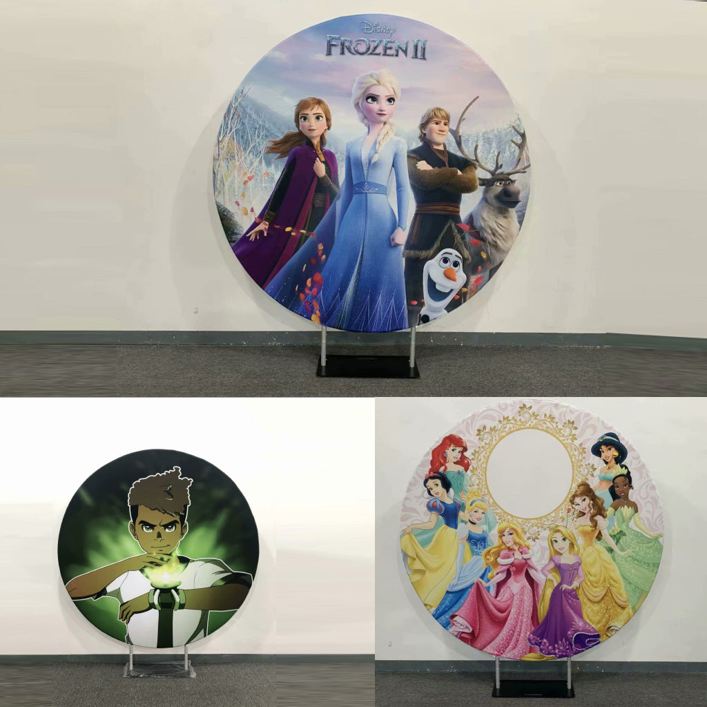 Impresión de diseño personalizado en soporte de marco redondo para fiestas/eventos/bodas