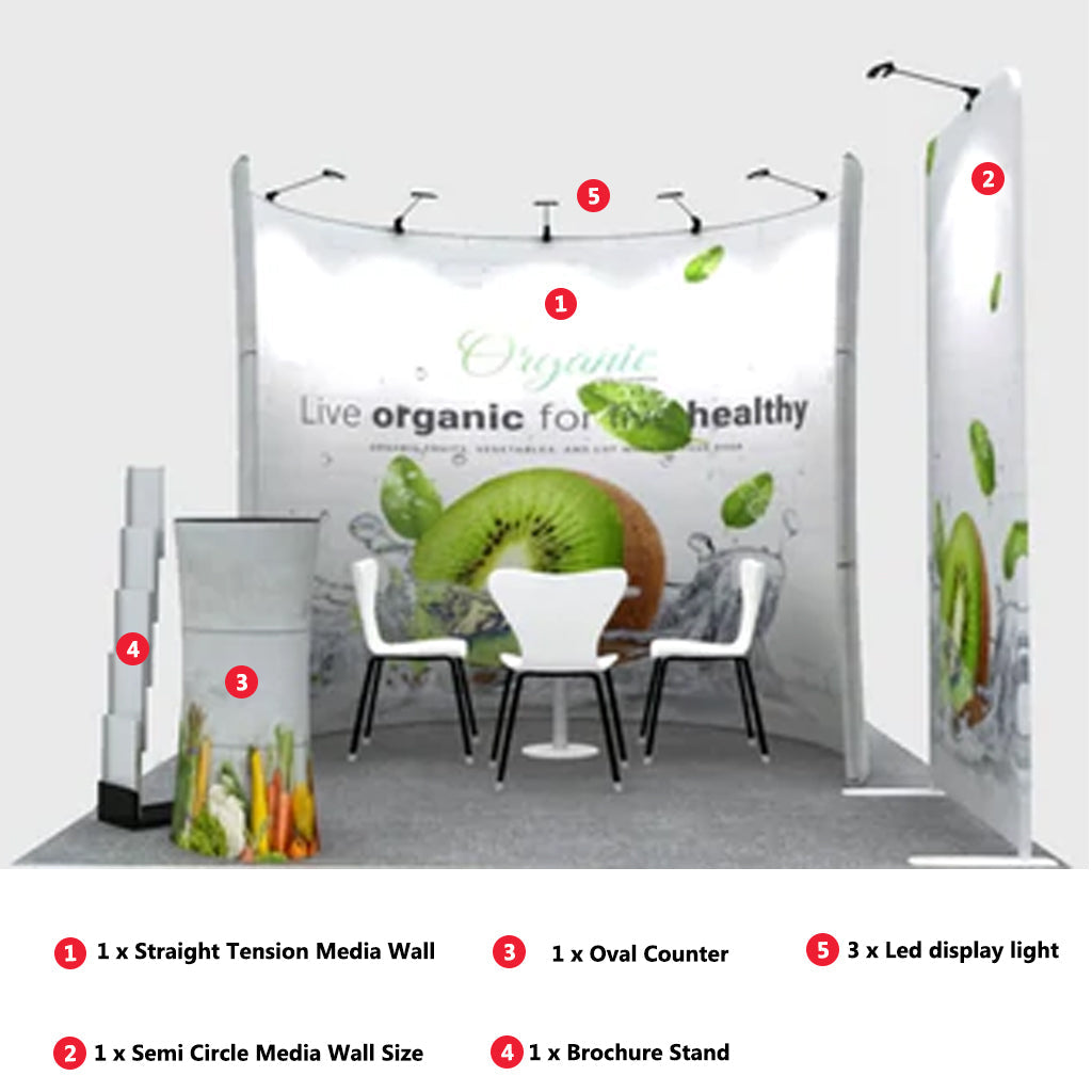 Kit de exhibición modular en forma de U para stands de 3m de ancho
