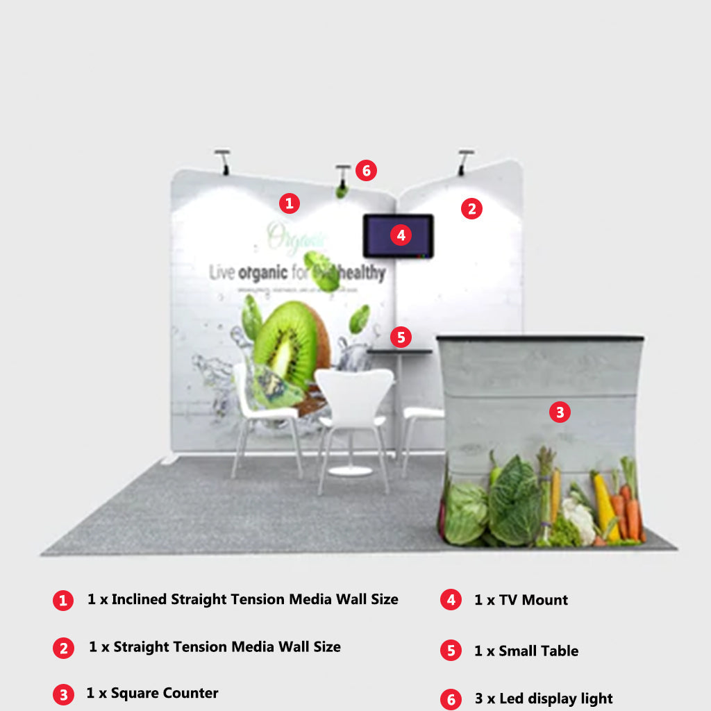 Kit de exhibición inclinado para stands de 3m de ancho