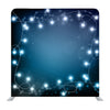 Realistic Lantern Garland on Dark Night Sky Background with Snowflakes Backdrop