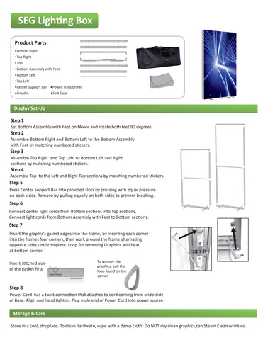 Caja de luz de tela LED SEG sin marco