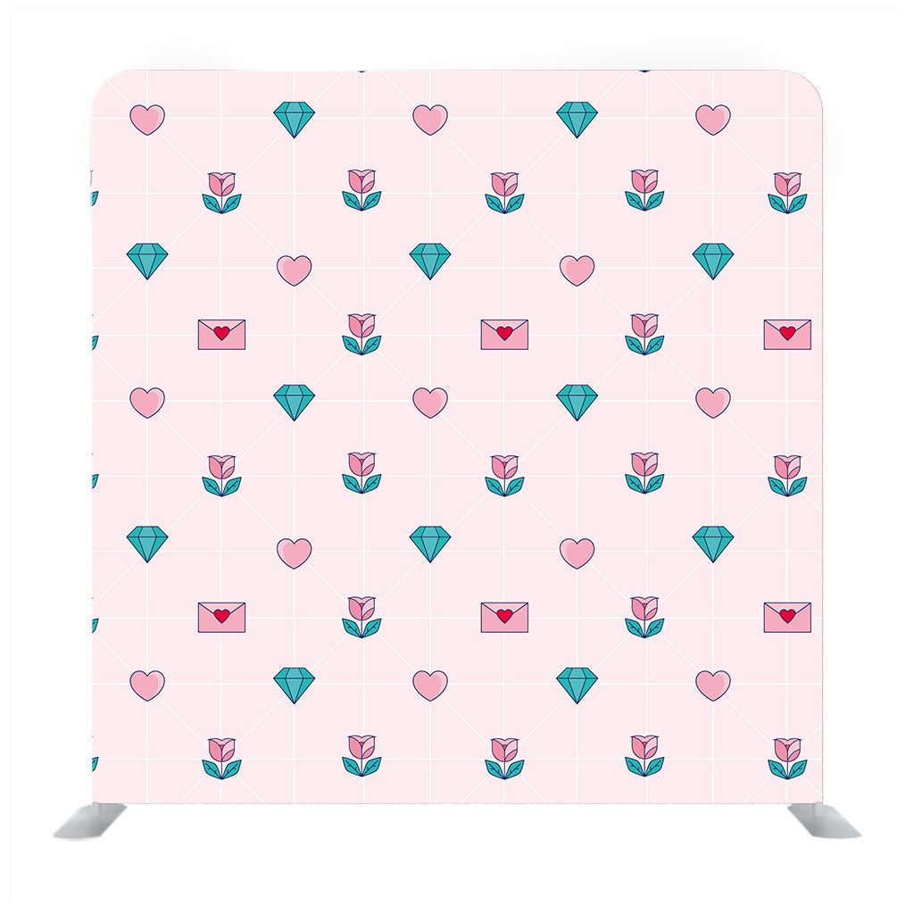 Geometric Pattern With Hearts And Diamonds Background Media Wall