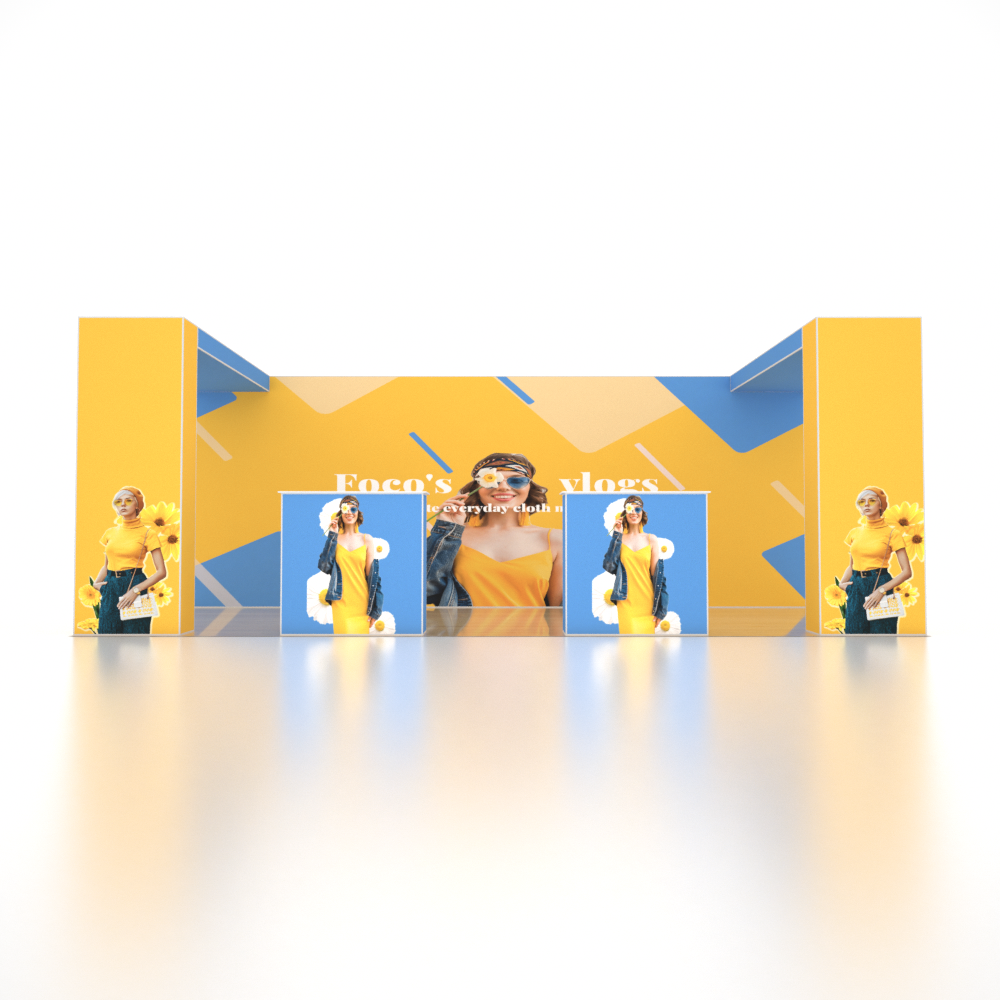 6x3m SEG Popup Booth with Twin L-Arch Walls & 2 Counters