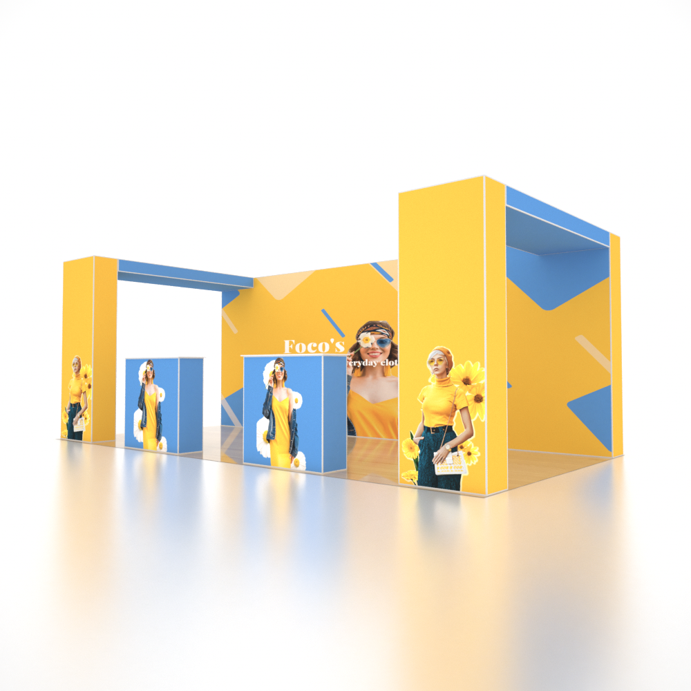 6x3m SEG Popup Booth with Twin L-Arch Walls & 2 Counters