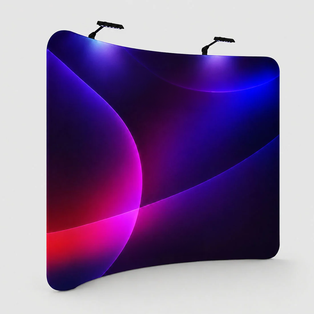 Premium Curved Fabric Backwall Kit with Clamping Lights
