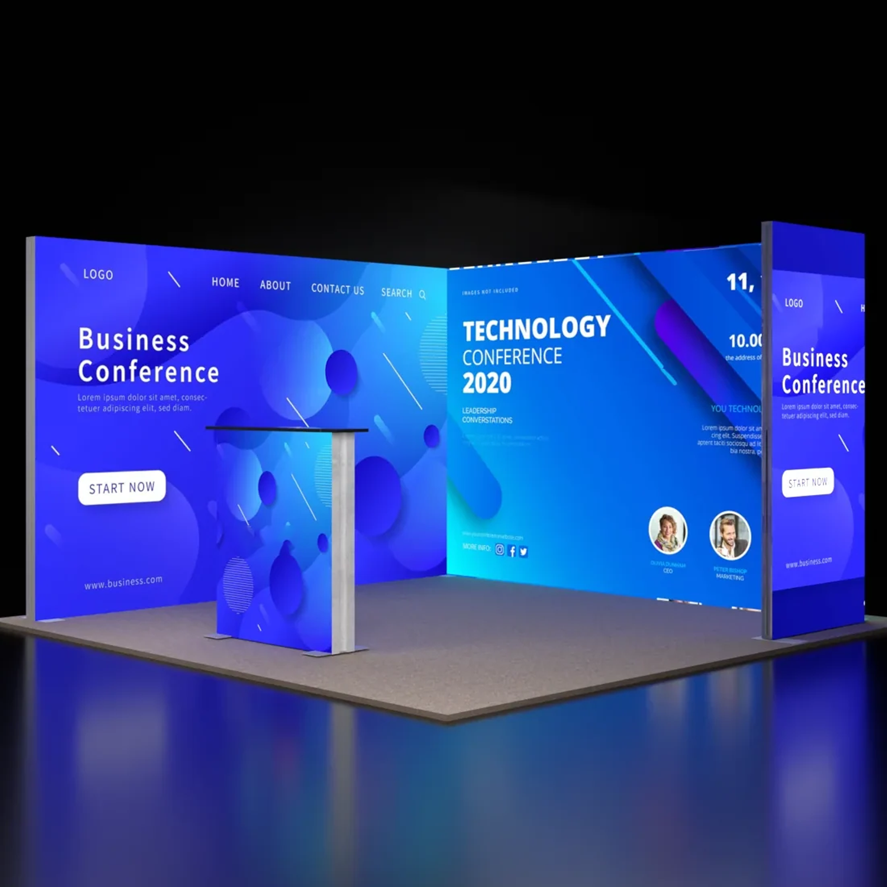 3m Backlit SEG Booth Kit with 2 Sidewalls & Lightbox Counter