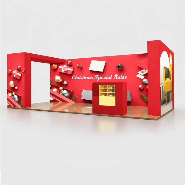 3x6m 3D Media Wall Booth Kit with L-Shape Corner & Counter