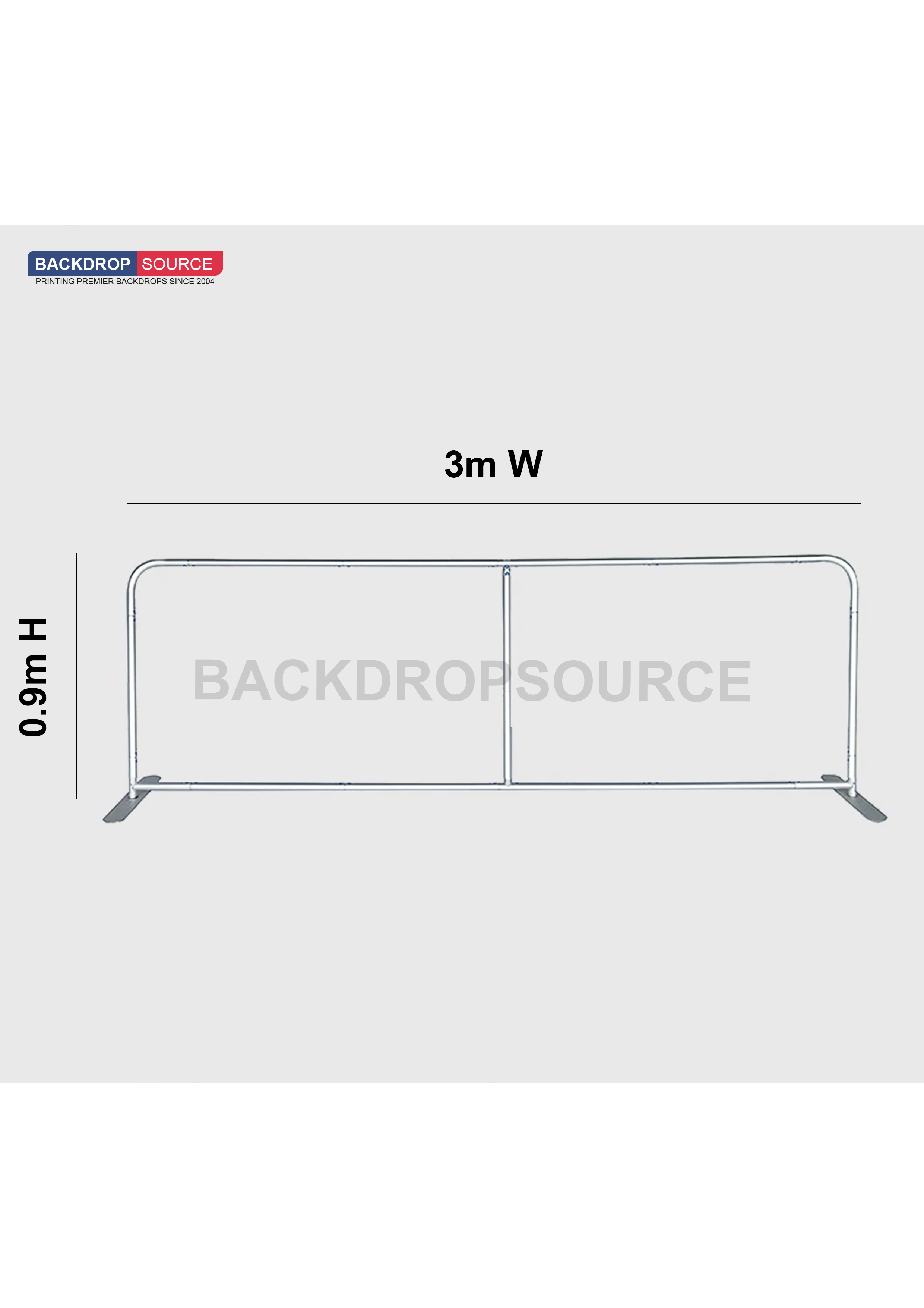 Small Portable Straight Fabric Backdrop - 3m W x 0.9m H