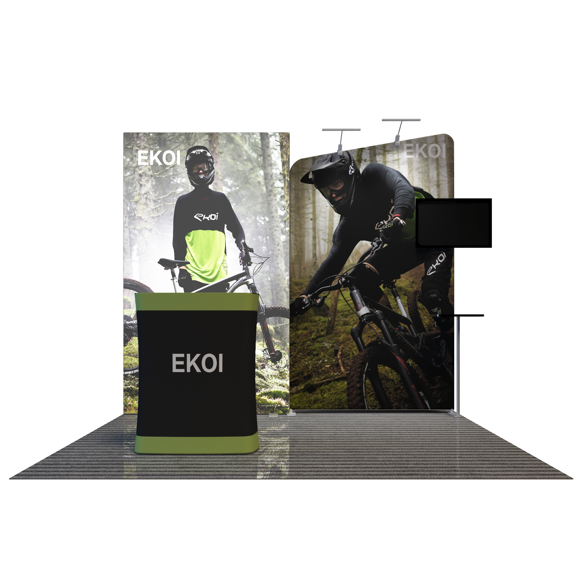 3x3m Fabric Wall Booth Kit with TV Mount & Inclined Display
