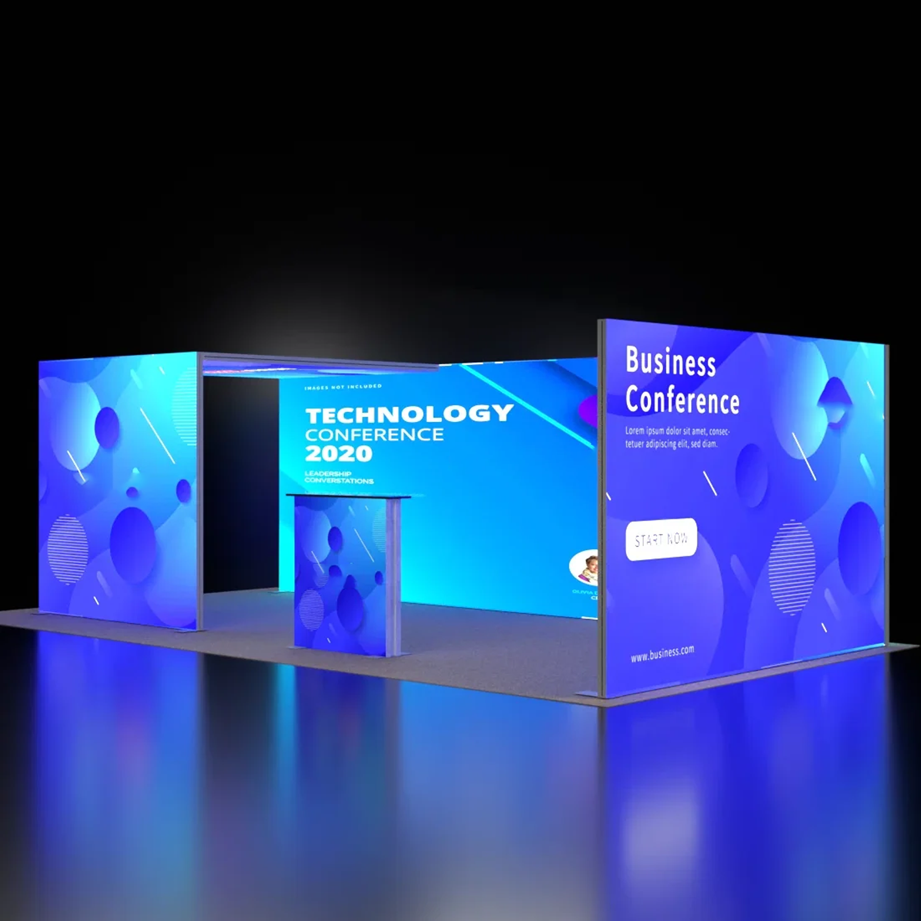 6m Backlit SEG Booth Kit with L-Arch, Sidewall & Counter