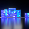 6m Backlit SEG Island Booth with Y-Walls, Header & Counter