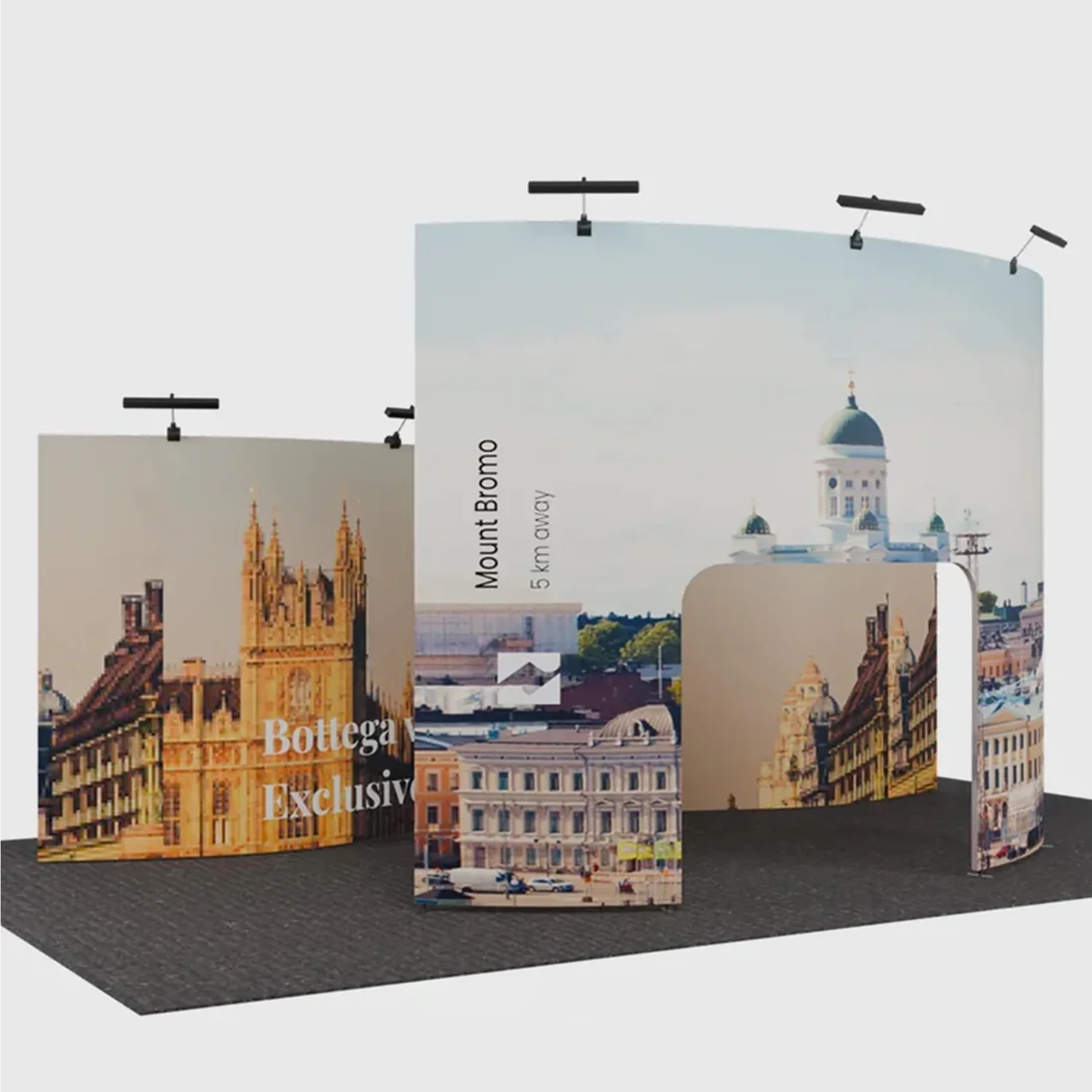 6x3m Booth Kit with Wave Backwall & Curved Gate Arch