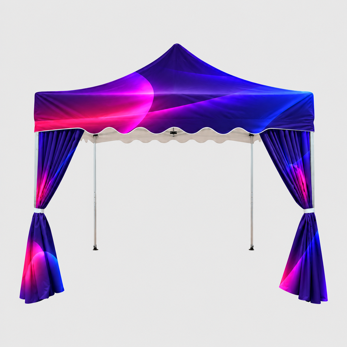 3m x 3m Canopy Tent with Scalloped Valances and Curtains