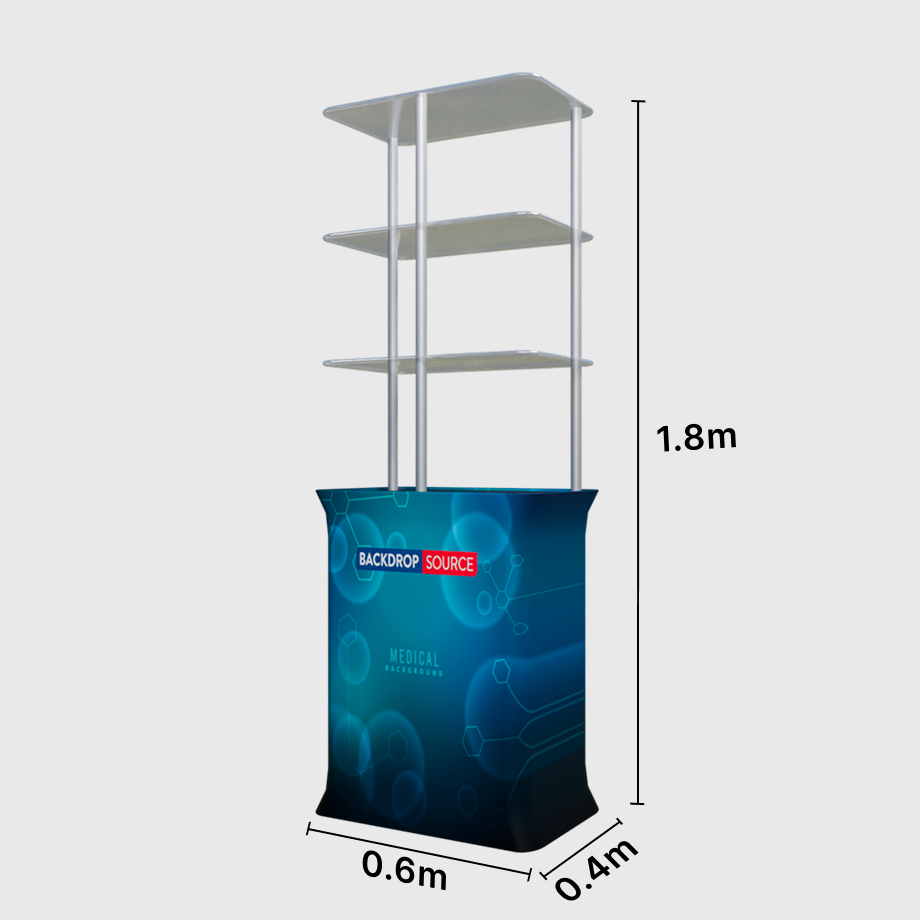 Rectangular Counter Display with Triple Shelves