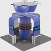 6x6m Island Booth with TV Arches, Cubic Tower & 12 Shelves