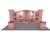 6x3m Booth Kit with Inclined & Curved Walls, 2 Counters & TVs