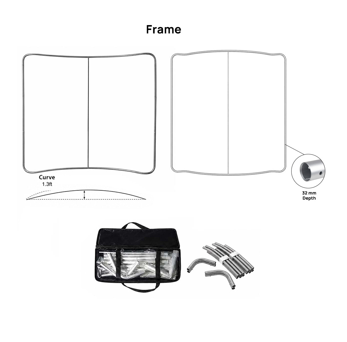 Curved Tension Portable Media Wall
