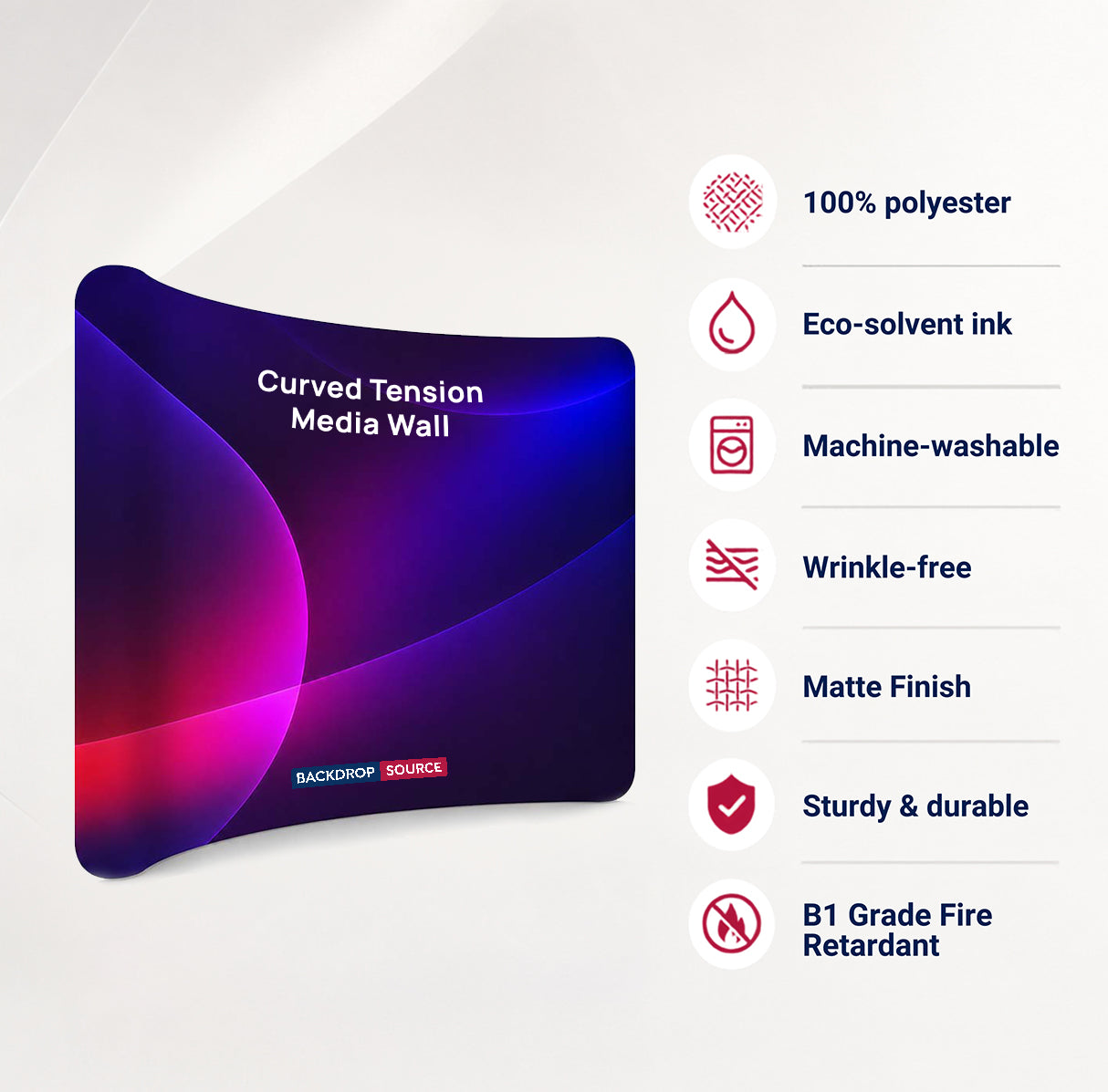 Curved Tension Portable Media Wall