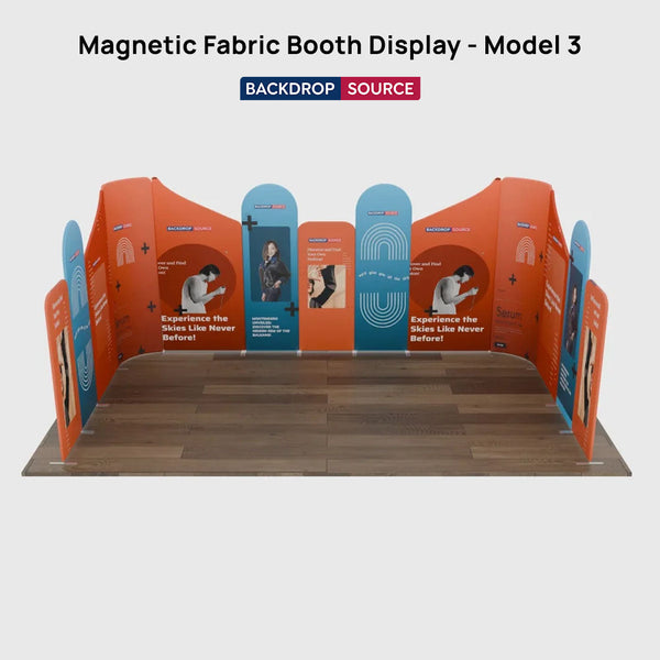 6x6m Magnetic Fabric Booth Wall with 13 Panels & Angled Sections