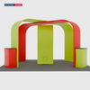 6x6m Booth Kit with S-Curve Display, Square Arches & 4 Counters