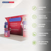 6x3m Booth Kit with Curved Towers, Shelving & Hanging Sign