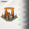 6x6m Island Booth with Round Overhead Ring & Shelf Towers