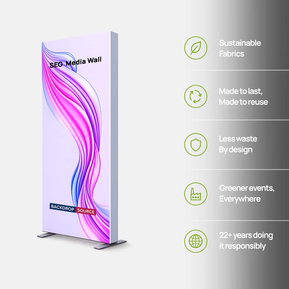 Non-Backlit SEG Fabric Media Wall - 1m W x 2m H