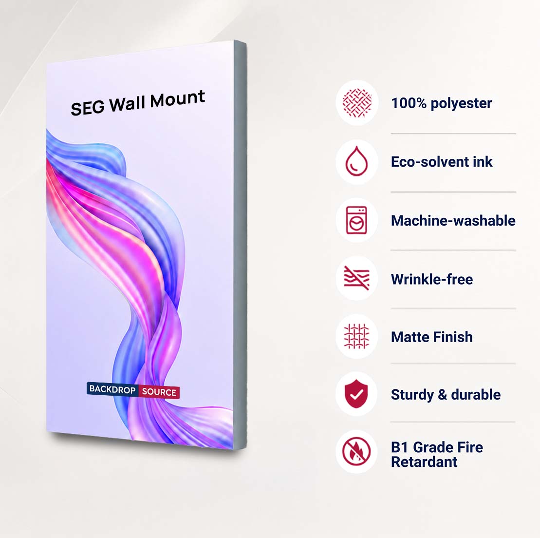 Non-Backlit Wall-Mounted SEG Fabric display - 40mm Depth