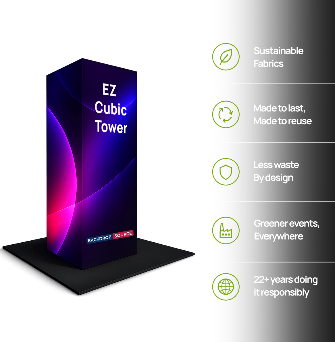 Modular EZ Cubic Fabric Tower Display