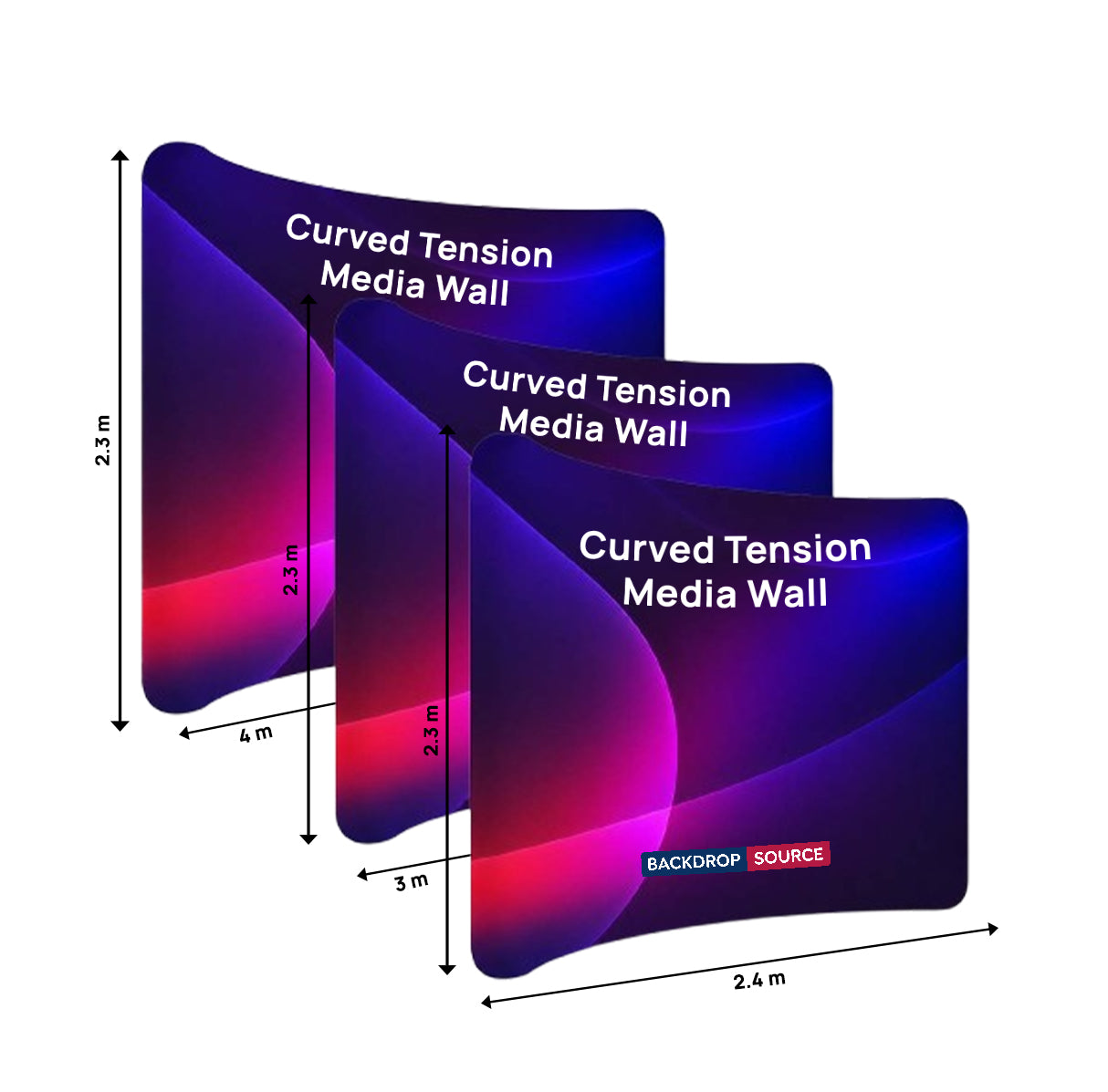 Curved Tension Portable Media Wall