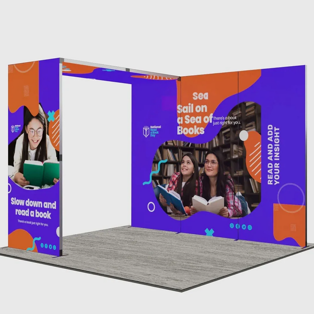3m Folding SEG Booth Kit with 3-Panel Backwall & L-Arch