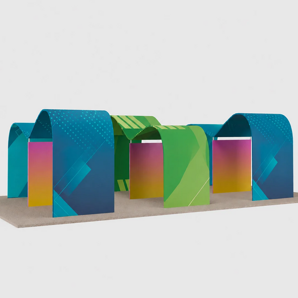 9x6m Wave Arch Booth Kit with TV Mounts & Fabric Walls