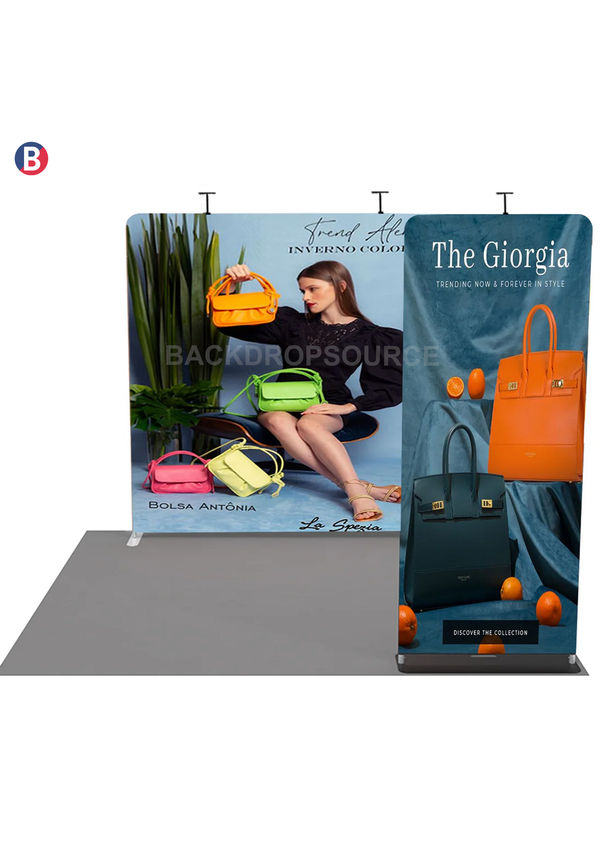EZ Exhibit Essentials: 3mx3m Booth Kit with Backwall and Banner Stand