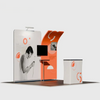 3x3m Booth Kit with Curved & Tall Straight Walls, Counter & TV