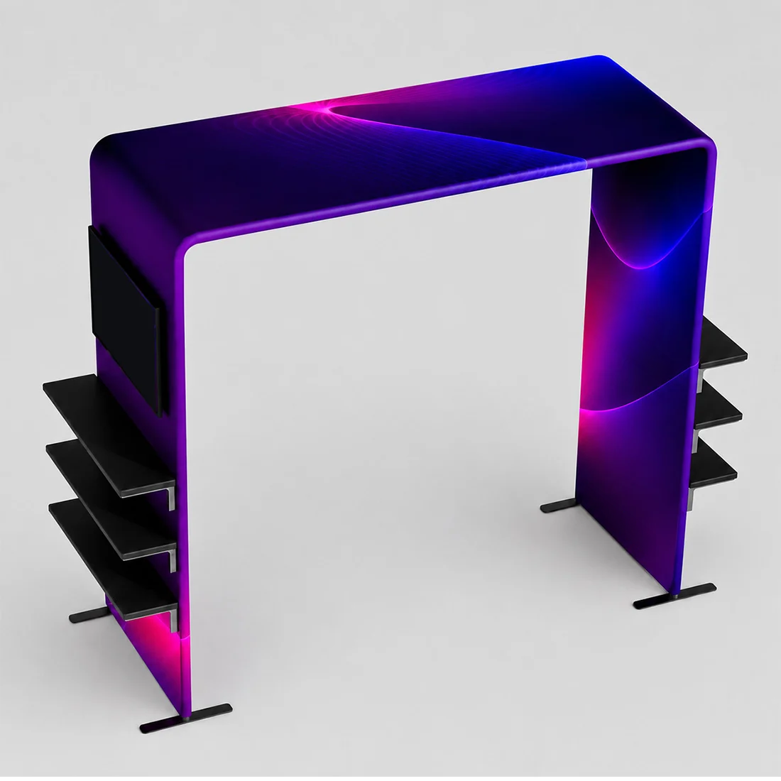 Fabric Square Arch Booth Display with Shelf & TV Mount