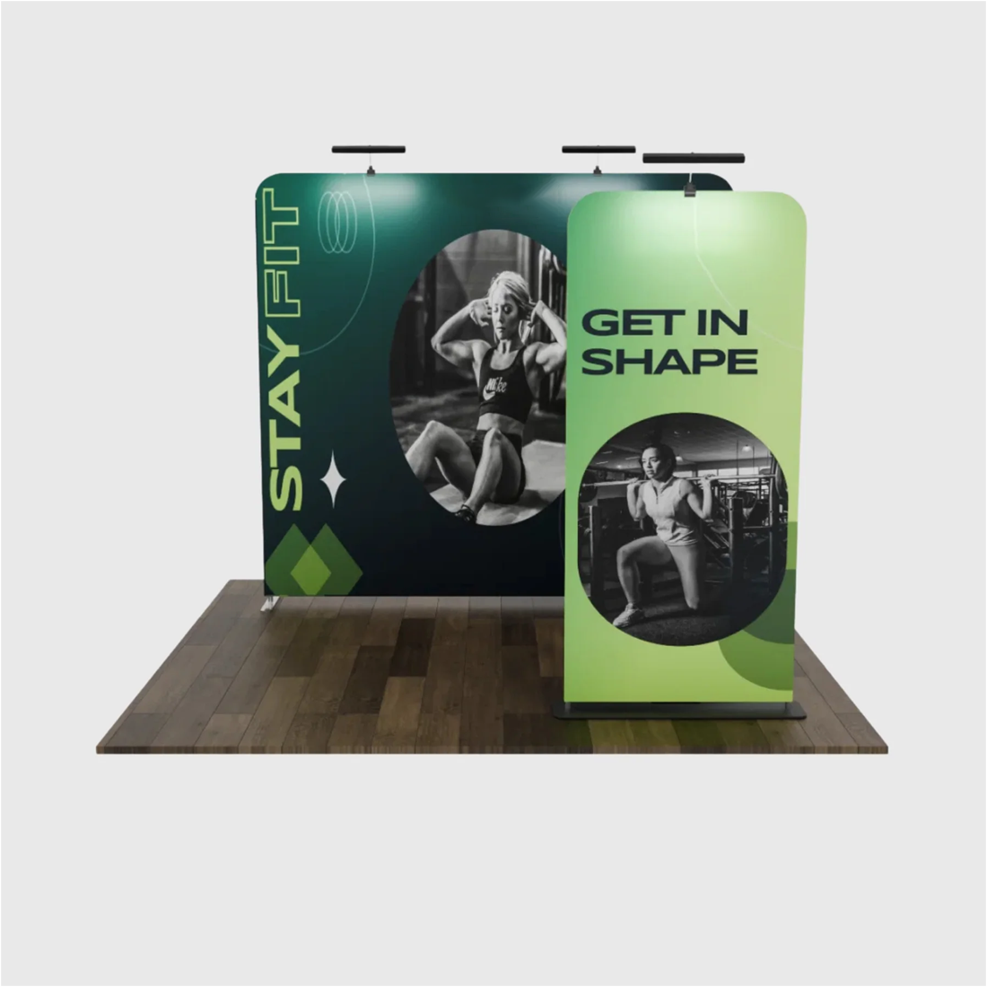 EZ Exhibit Essentials: 3mx3m Booth Kit with Backwall and Banner Stand