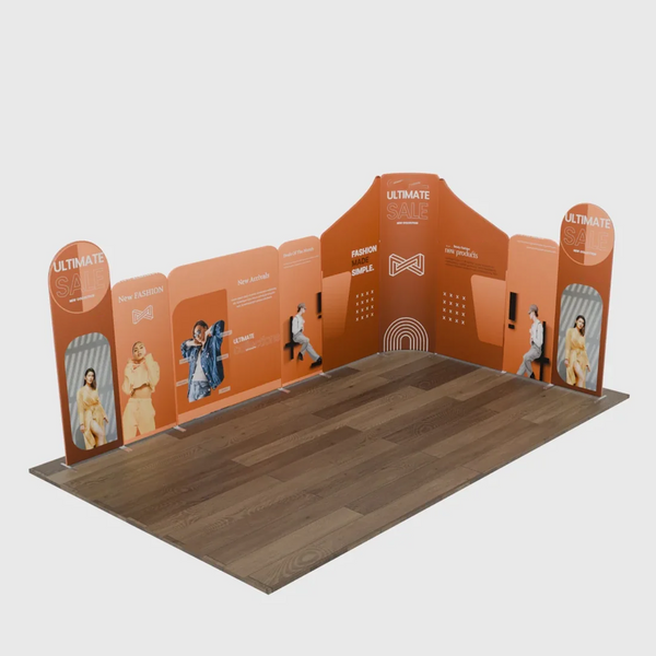 6x6m Magnetic Fabric Booth Wall with Mixed Curved & Angled Panels