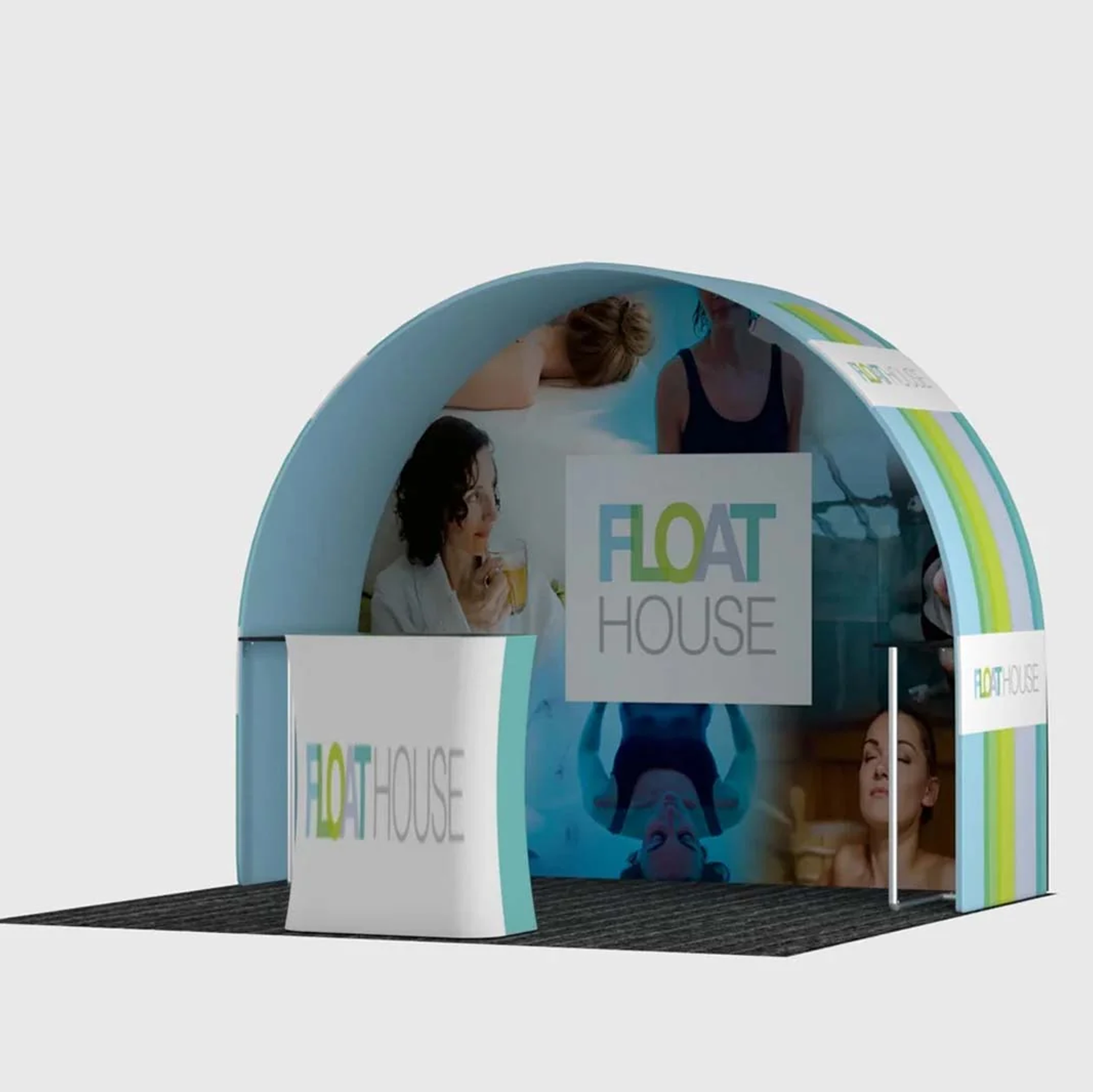 3x3m Round Arch Booth Kit with Shelving & Counter