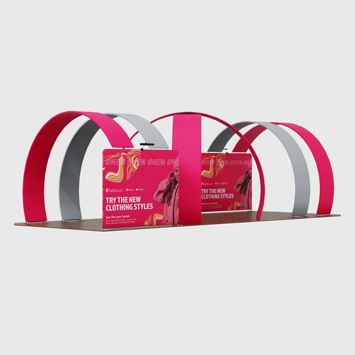 12x6m Curved Arch Booth Kit with Media Walls & 4 TV Mounts