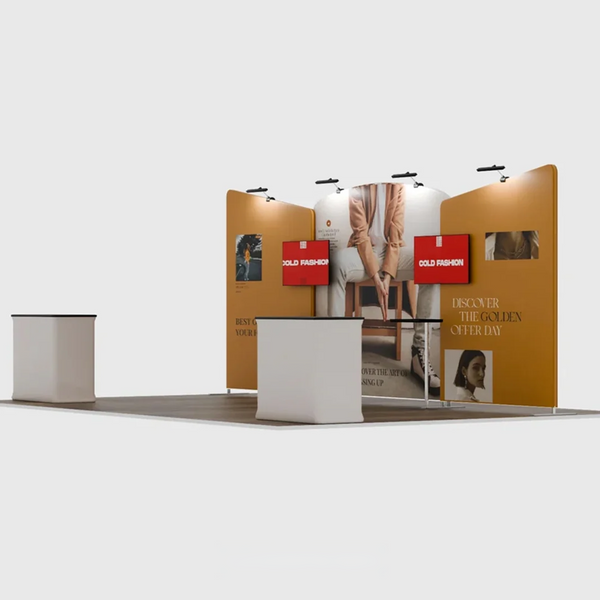 6x3m Booth Kit with Curved Centre Wall & Inclined Side Walls