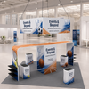 6x6m Gallery Booth with Entry Arch Towers, TV Mounts & Counters