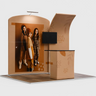 3x3m Booth Kit with Curved Wall & Sloped Arch, Counter & TV