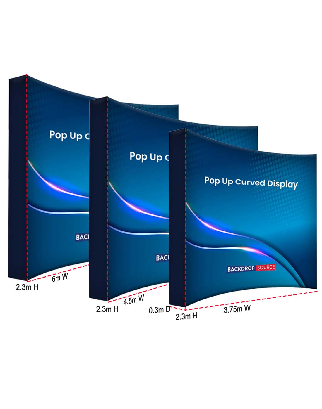 Pantalla curva emergente de tela para exposiciones