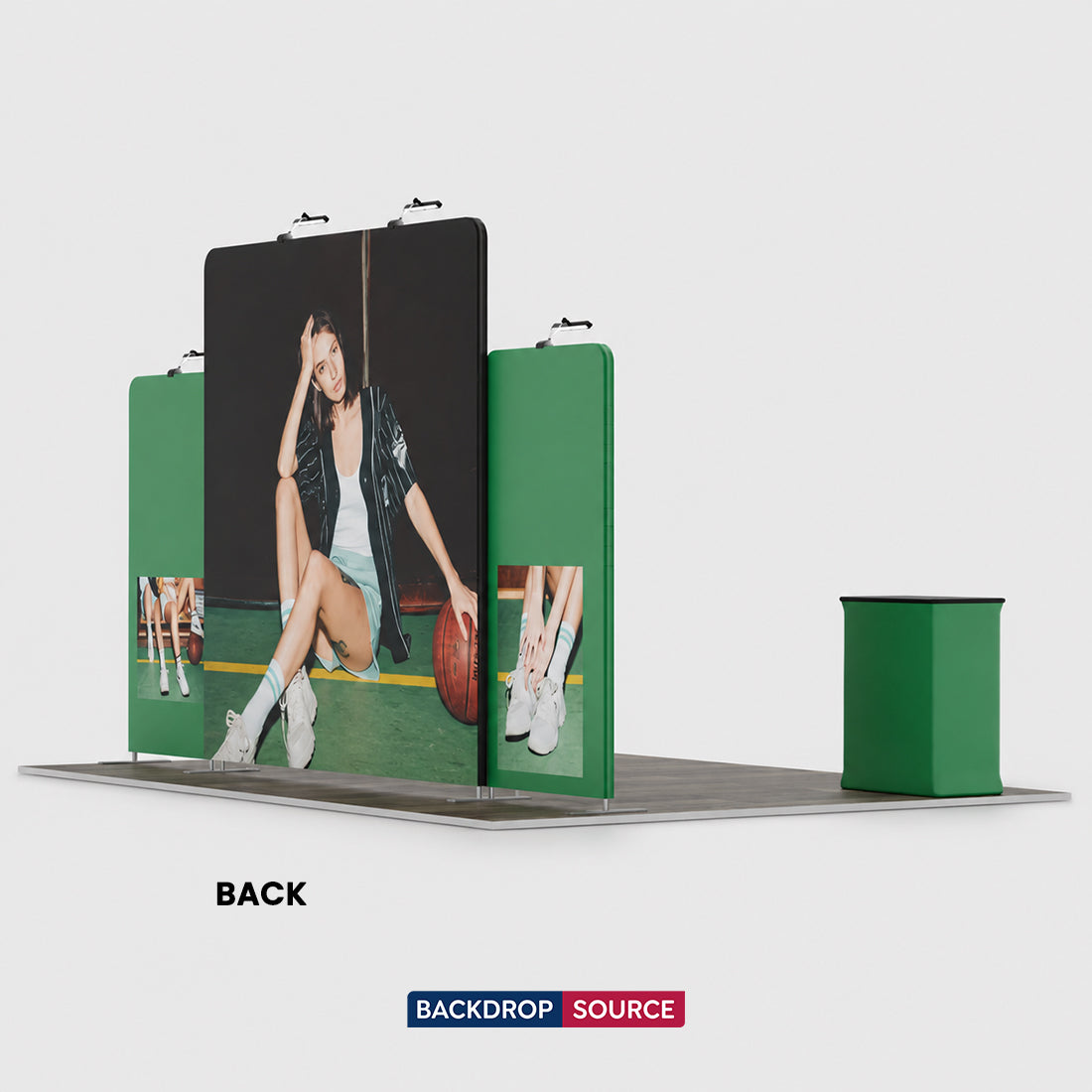 6x3m Straight Wall Booth Kit with Tall Centre Wall & 2 Counters
